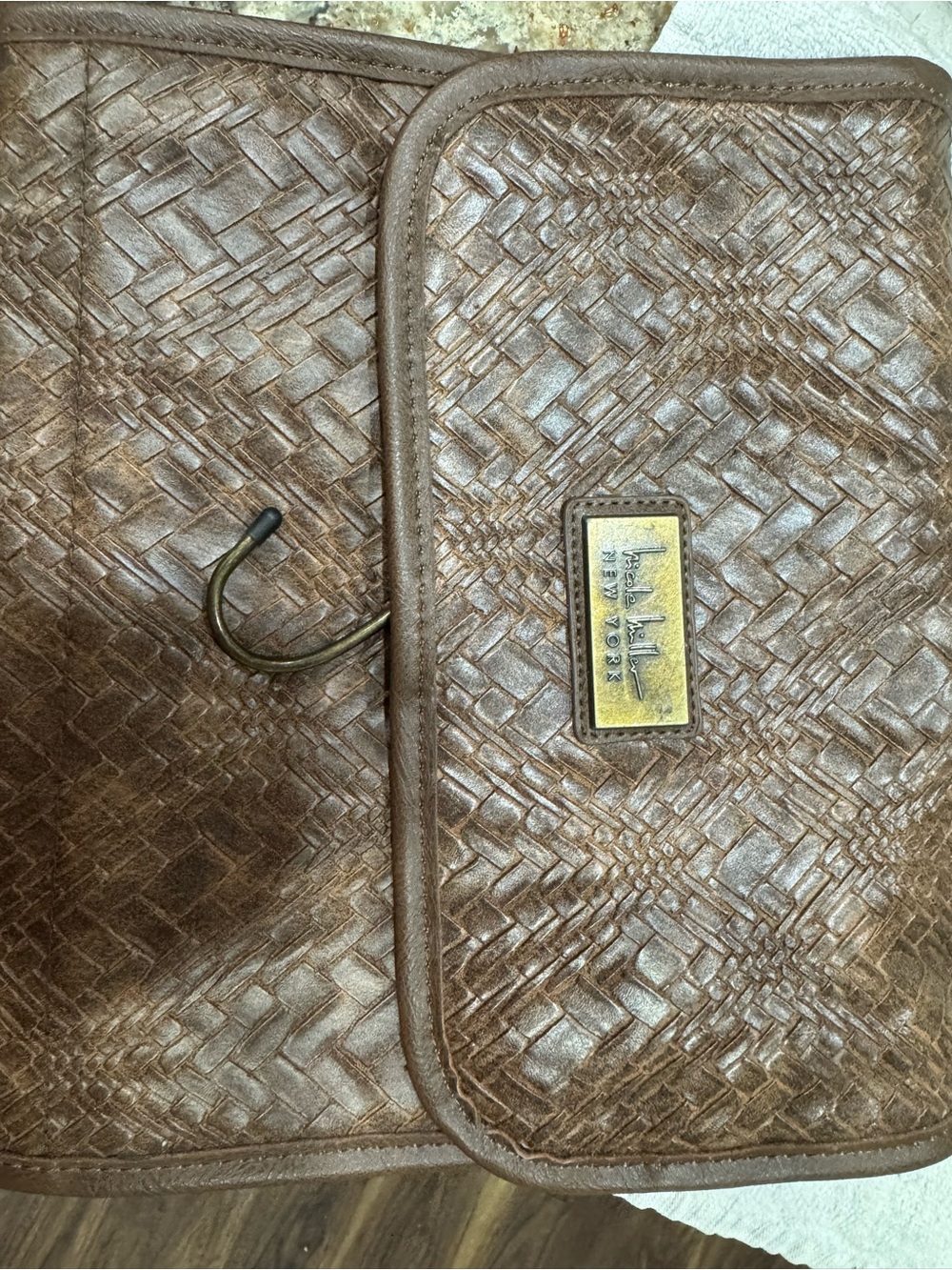 Woven Leather Nicole Miller New York Leather Jewelry Bag (CL-4)